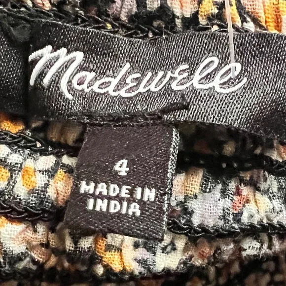 Madewell Lucie Smocked Square Neck Peplum Top in Cottage Floral Size 4 EUC - Picture 9 of 9